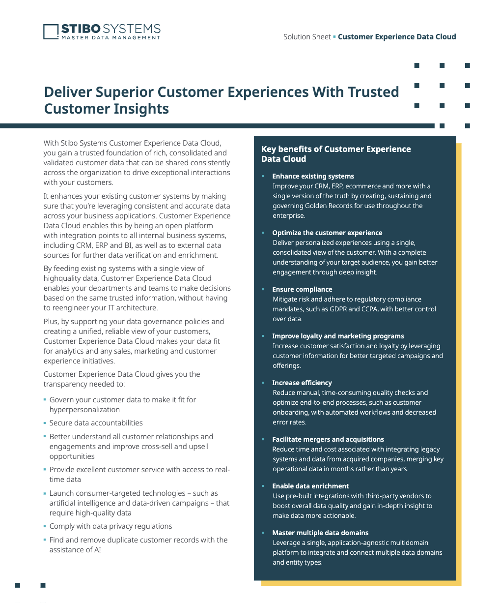 Customer Experience Data Cloud solution sheet